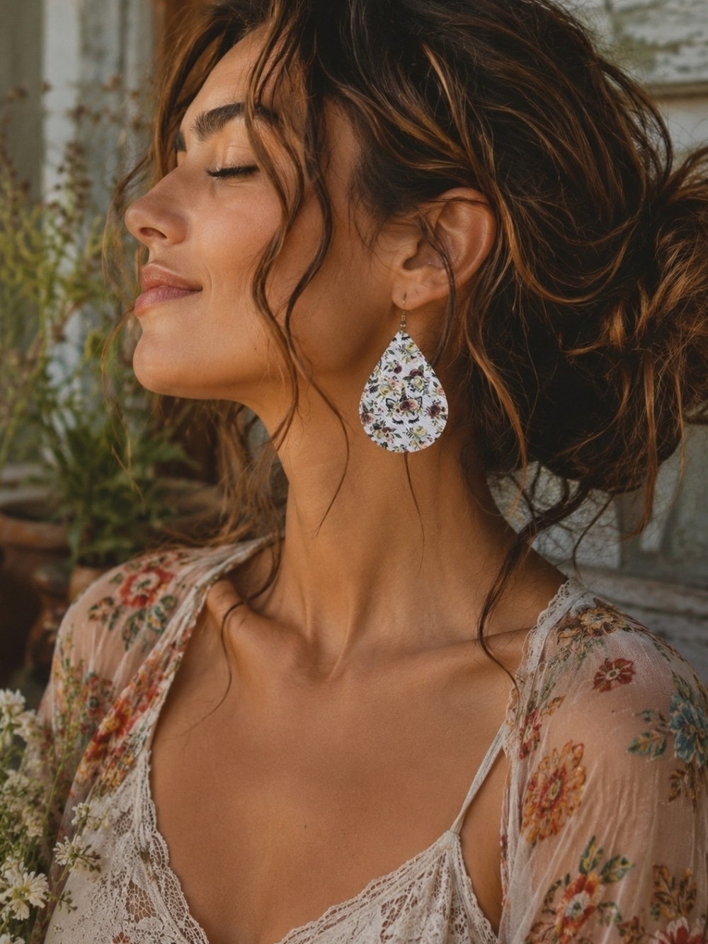 4/$15 Floral Teardrop Statement Earrings Fairycore Unicorn Cottagecore Light